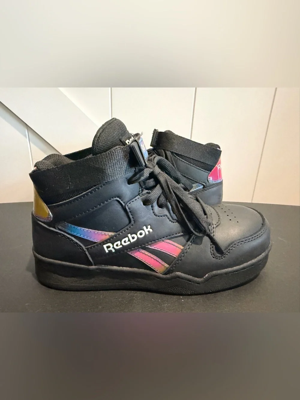 Reebok Black High-Top Sneakers with Iridescent Accent